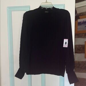 Vince Camuto Black Long Puff Sleeve Pom Sweater Small NWT